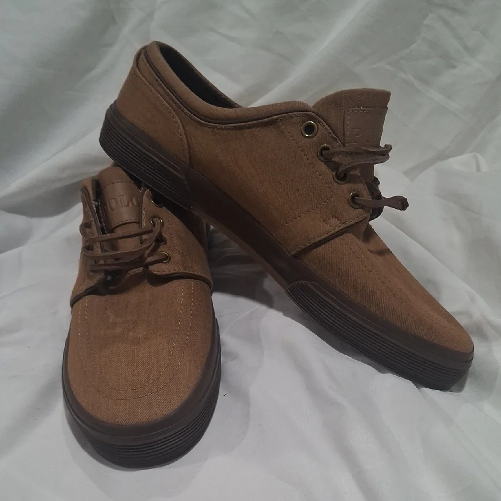 Polo by Ralph Lauren Brown Boat Shoes with Suede Upper and Lace Detailing